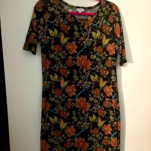 LuLaRoe Julia dress, size m, black floral print.